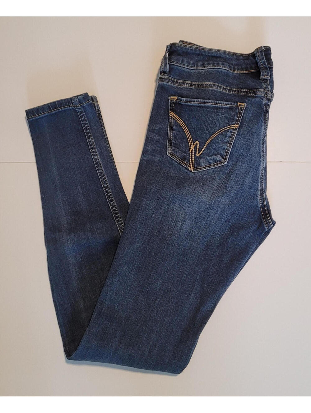 Warehouse One Women’s Skinny Jeans Size 26 Reg Distressed Dark Wash Stretch Deni